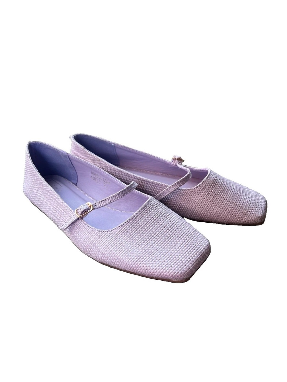 SHU SHOP Women's Lavender Woven Mary Jane Flats Square Toe Buckle US 7.5 M - Picture 4 of 16